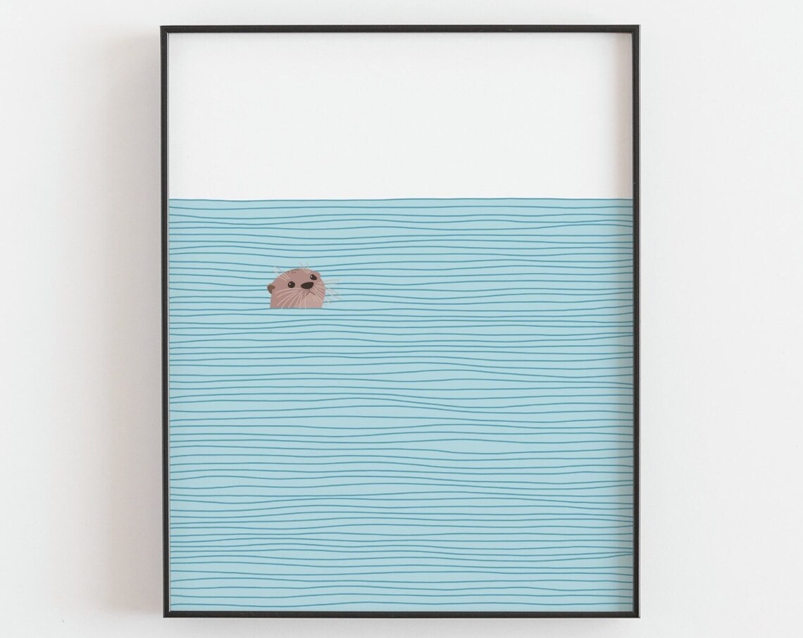 Otter Print, River Otter Nursery Art Print