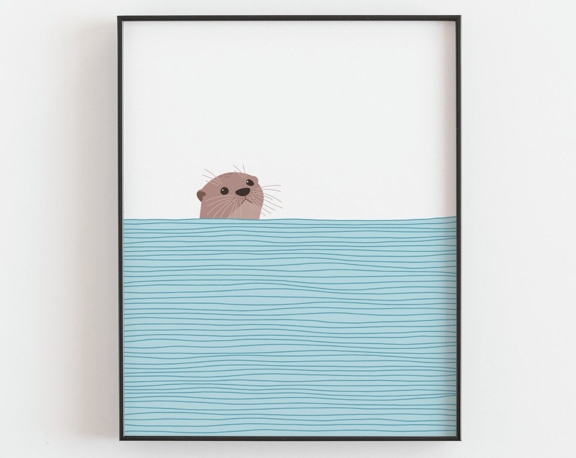 River Otter Poster, Mountain Nursery Wall Art Print