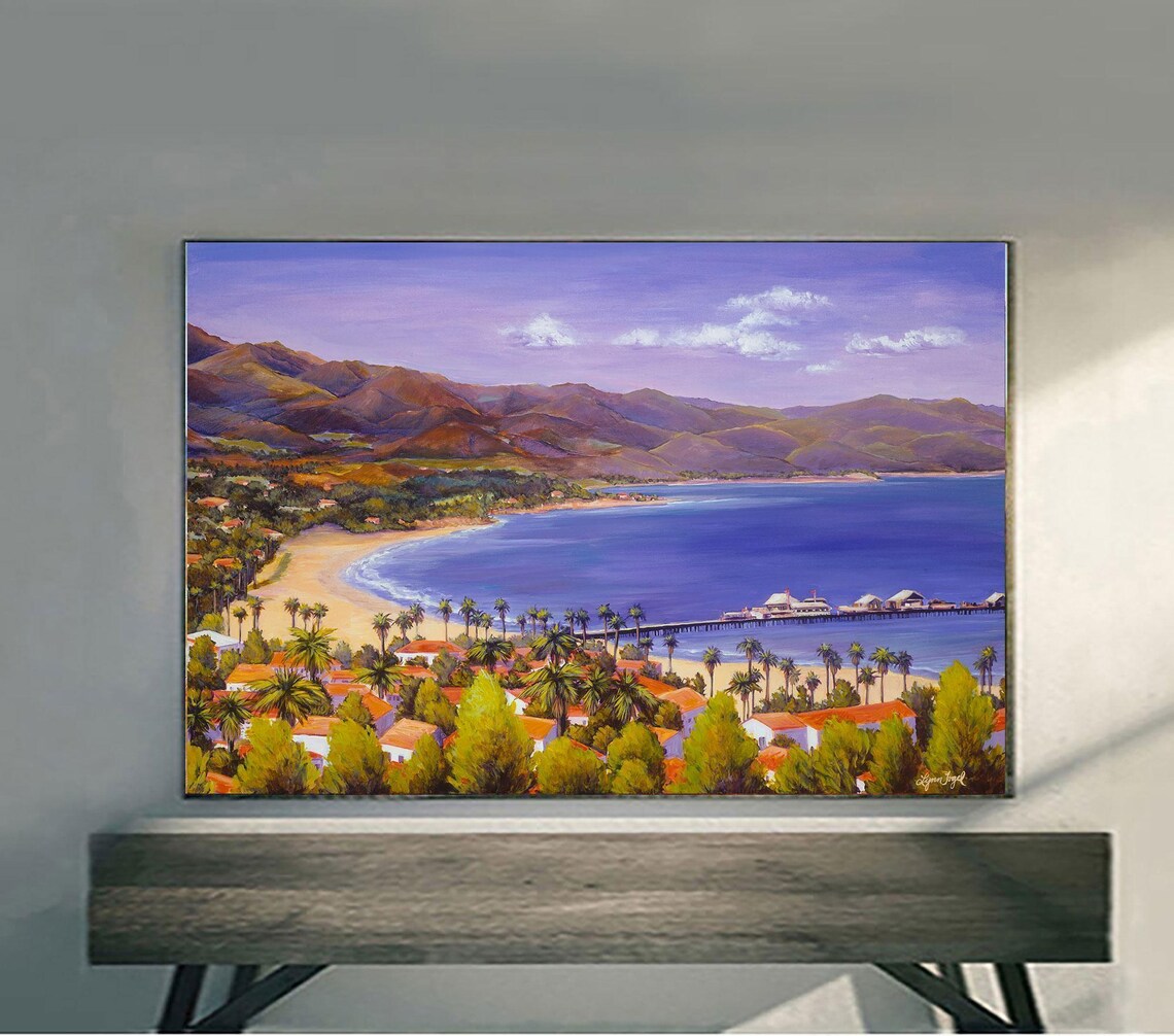 Santa Barbara Cityscape Beach Painting Art Print