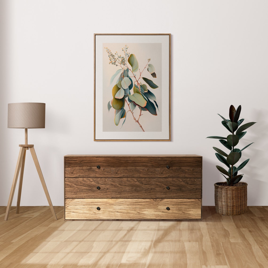 Eucalyptus Branch Watercolor Soft Green Leaves Botanical Art Poster - Image 3