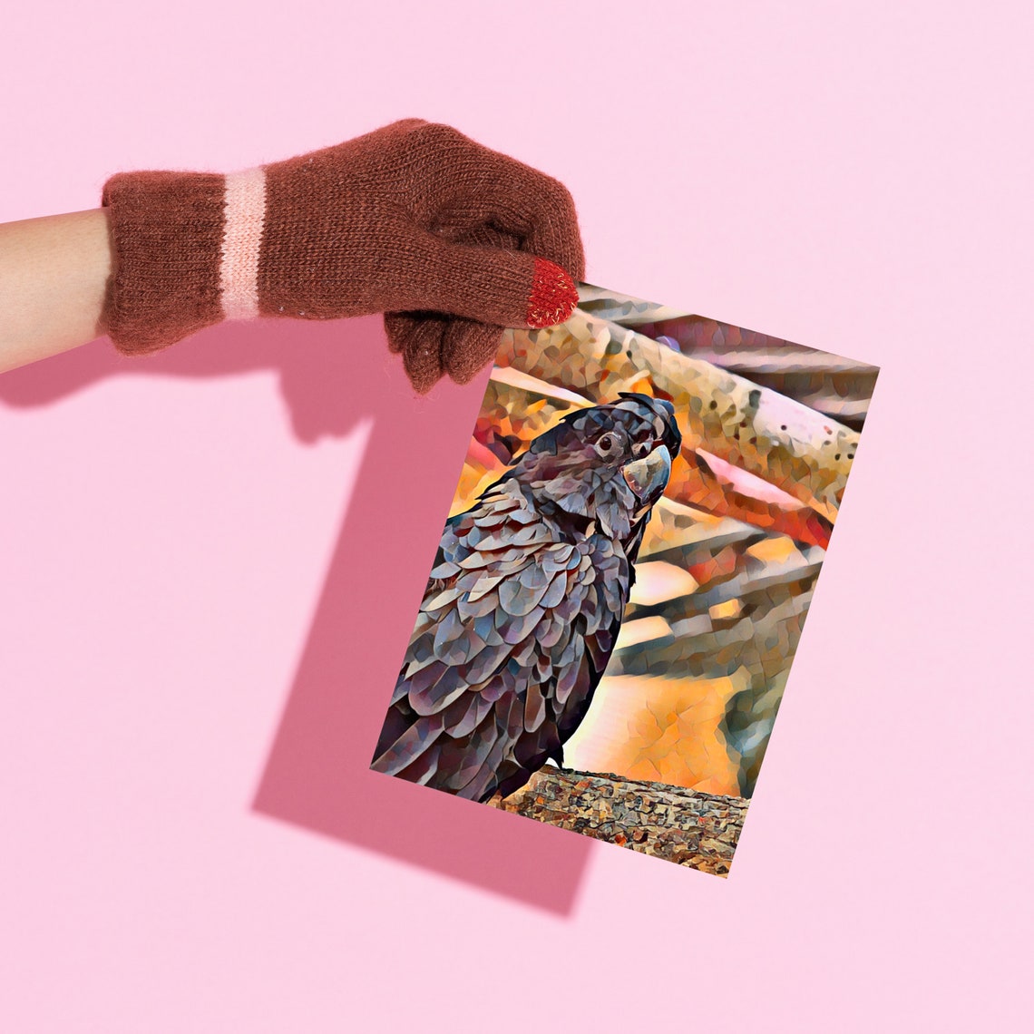 Black Cockatoo Close-Up Portrait Geometric Low Poly Bird Art Poster - Image 2