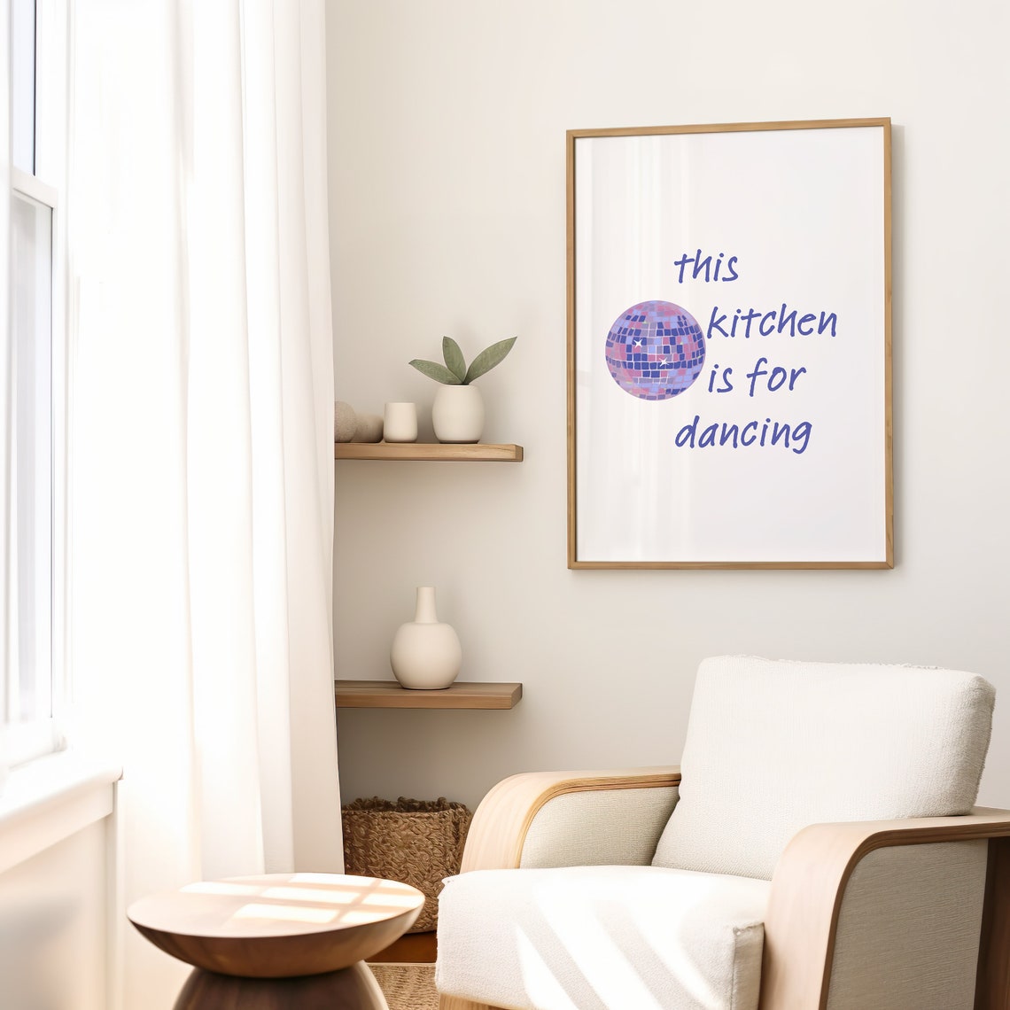 This Kitchen Is For Dancing Disco Ball Quote Kitchen Art Poster - Image 2