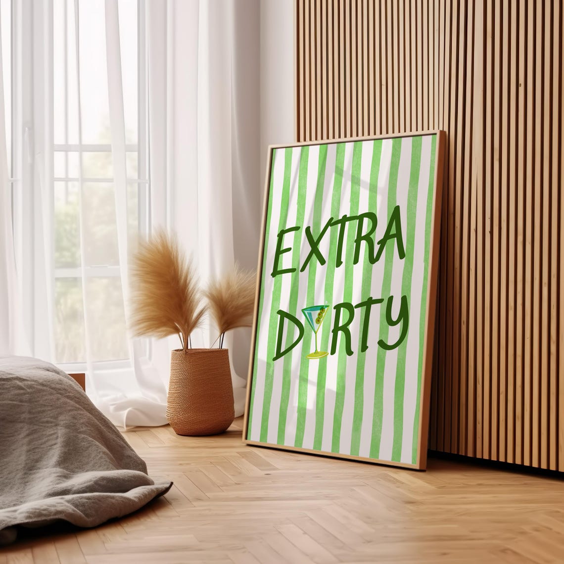 Extra Dirty Martini Green Stripe Bold Quote Cocktail Bar Cart Poster - Image 3