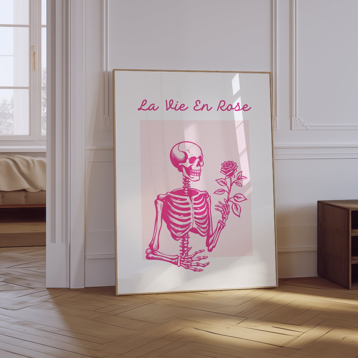 La Vie En Rose Print Coquette Soft Girl Aesthetic Print Trendy Romantic Poster French Quote Art Print Preppy Apartment Wall Art