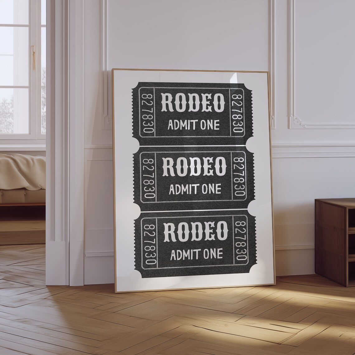 Rodeo Ticket Retro Cowgirl Art Print, Western Style