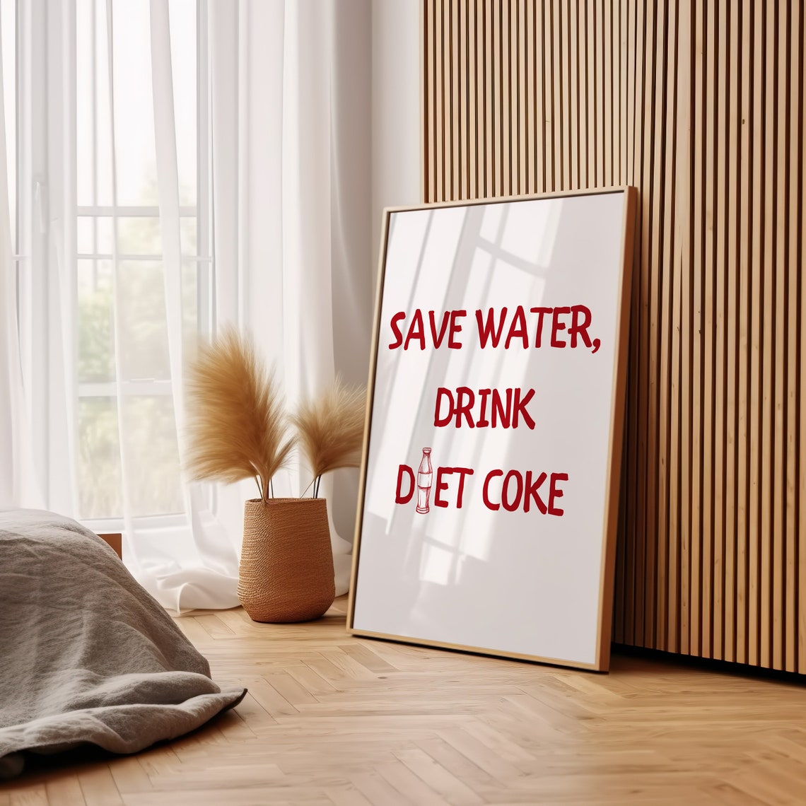 Save Water Drink Diet Coke Funny Red Hand Lettered Kitchen Poster - Image 3