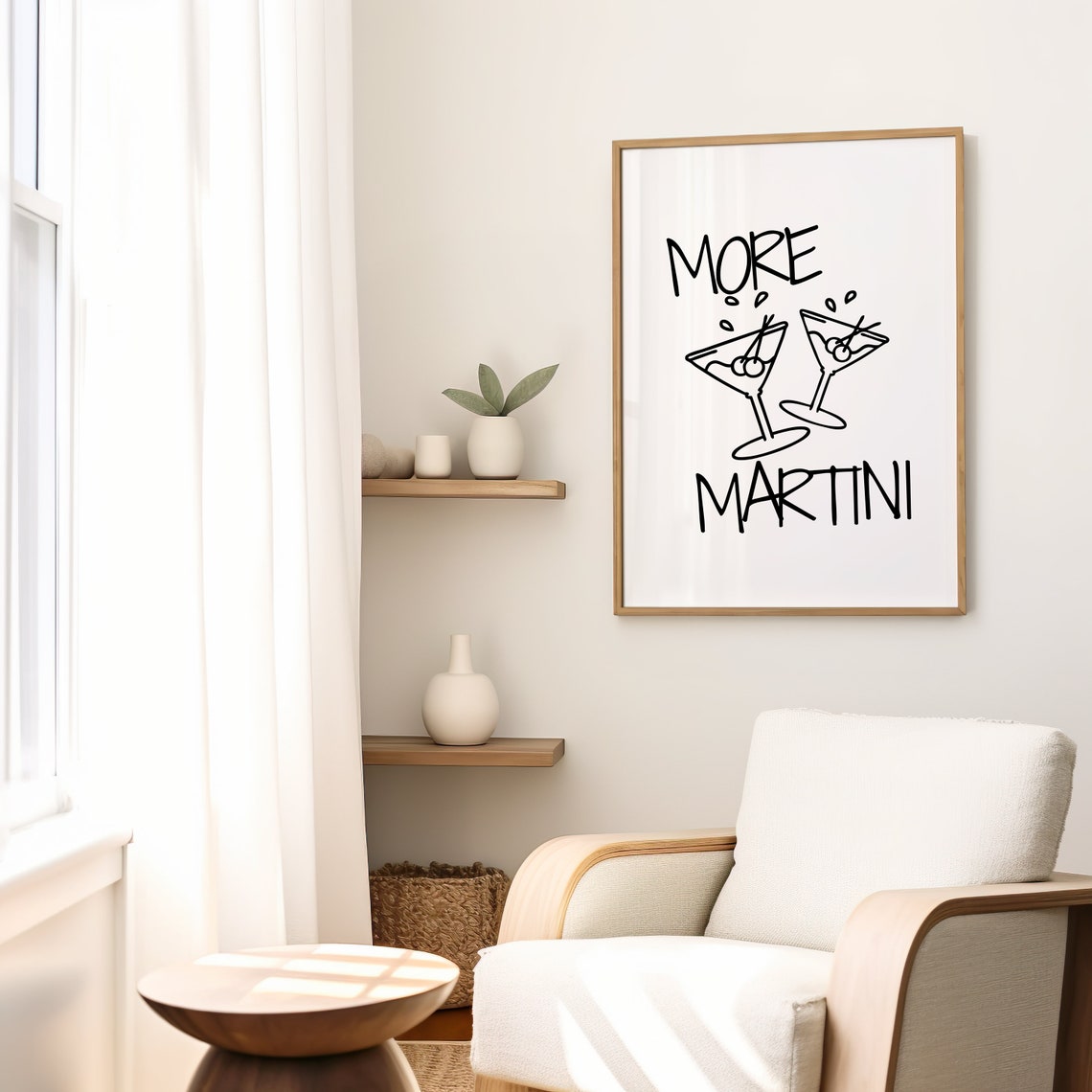 More Martini Fun Quote Two Clinking Martini Glasses Bar Cart Poster - Image 2
