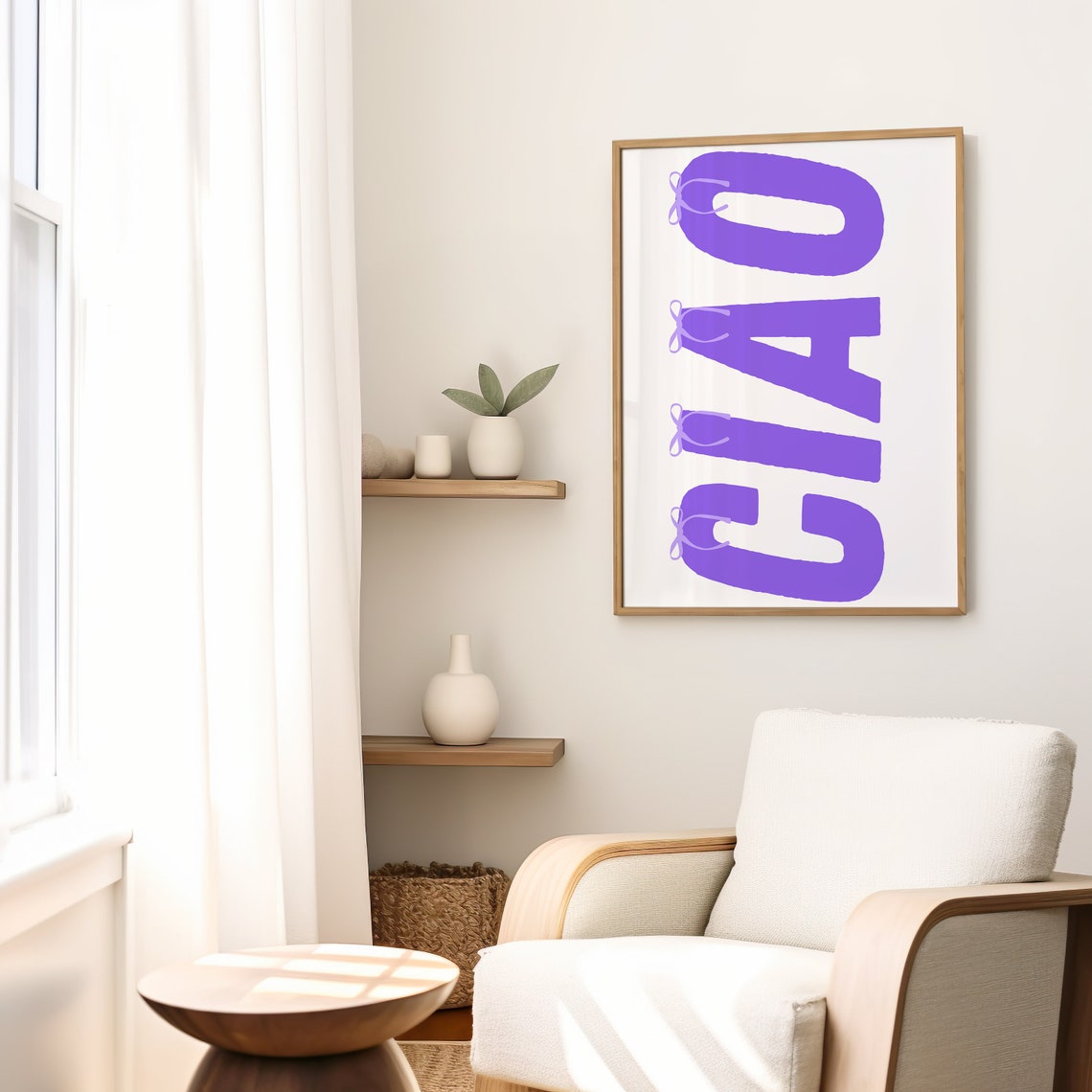 Ciao Purple Typography Poster Retro Italian Bar Cart Wall Decor Art - Image 2