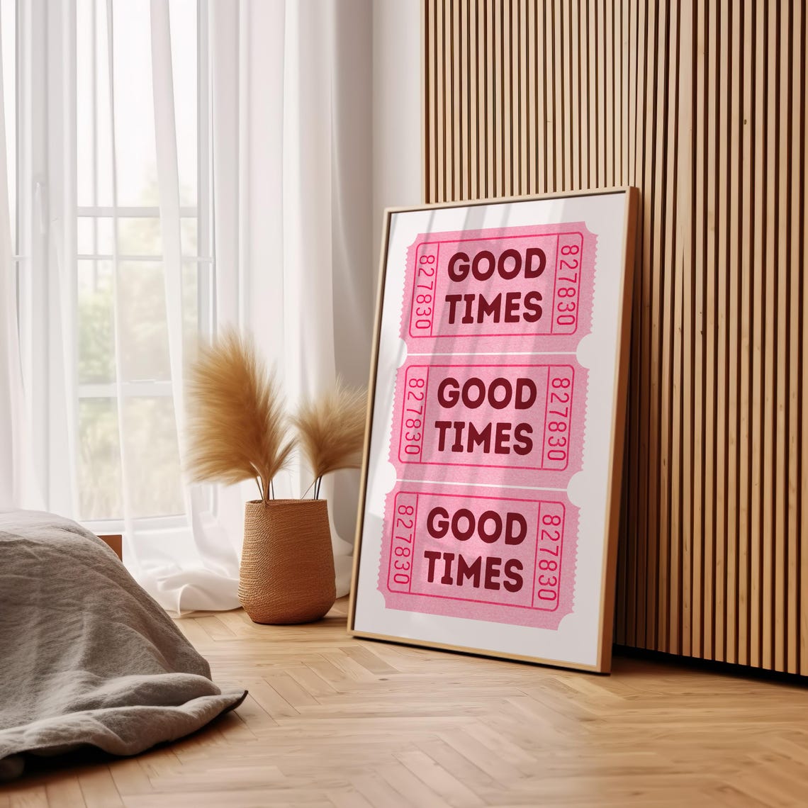 Good Times Pink Retro Ticket Typography Bar Cart Girly Wall Art - Image 3