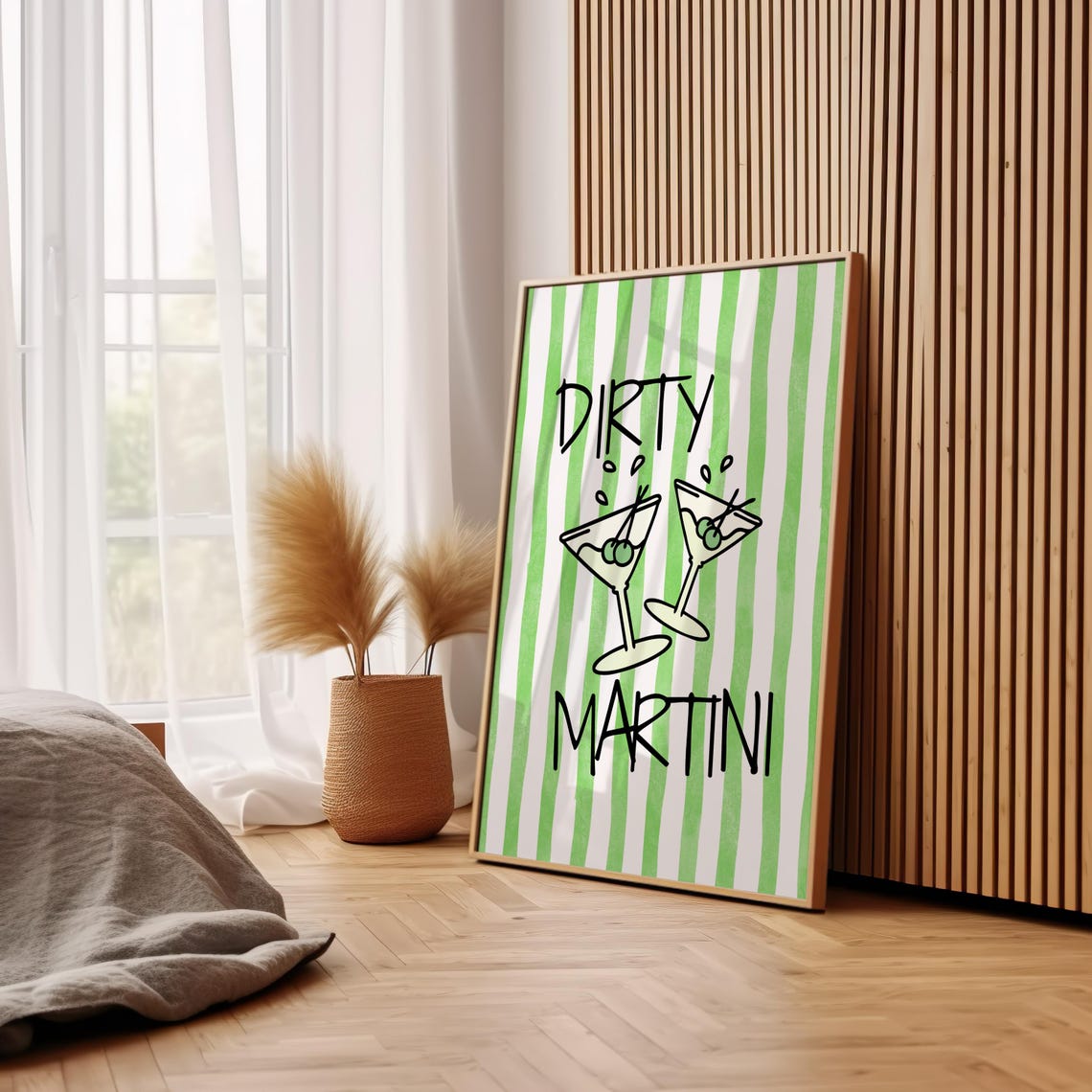 Dirty Martini Green Stripe Bold Typography Cocktail Bar Cart Poster - Image 3