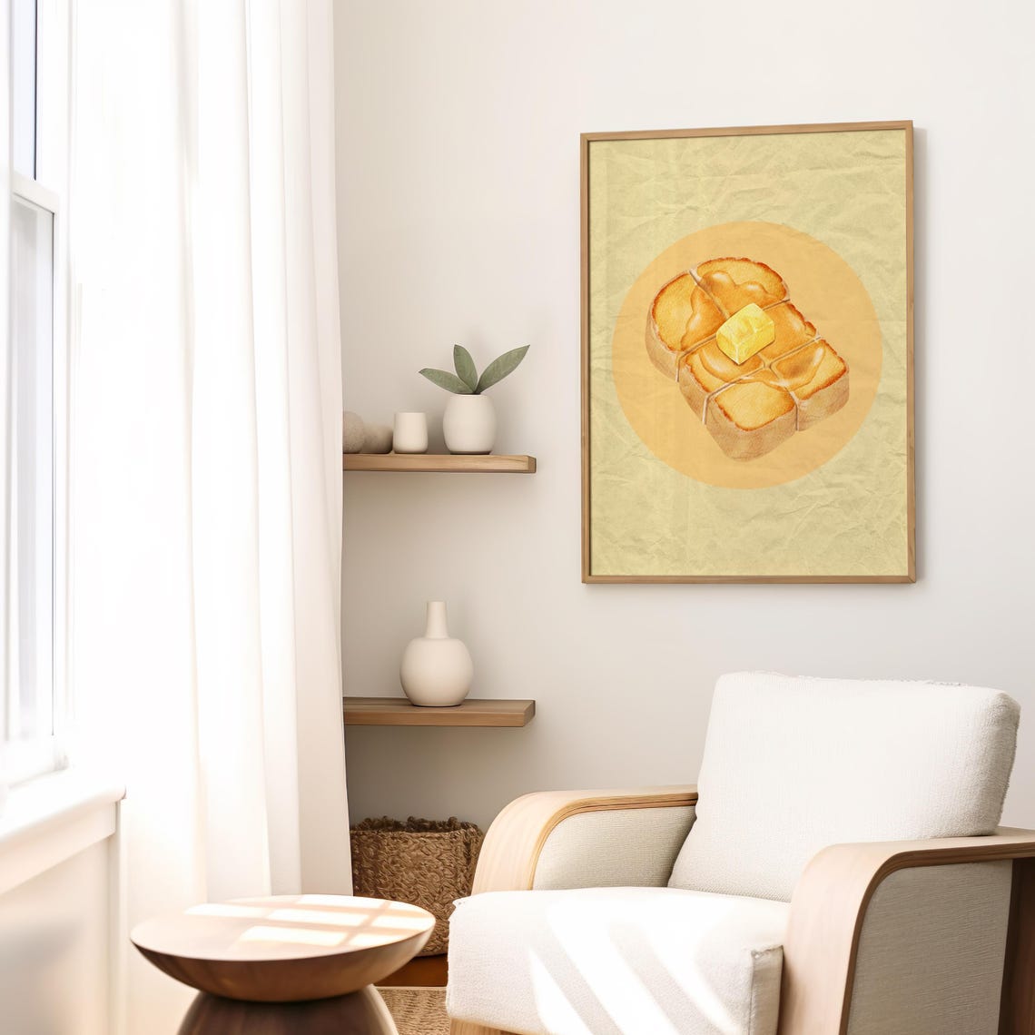 Butter Toast Watercolor Melting Butter Kraft Paper Kitchen Poster - Image 3