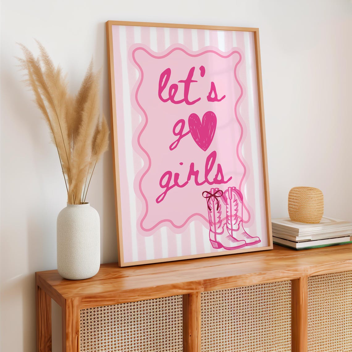 Lets Go Girls Print Pink Cowgirl Boots Poster Cowgirl Wall Art Trendy Apartment Print Bachelorette Party Poster Girls Night Print - Image 2