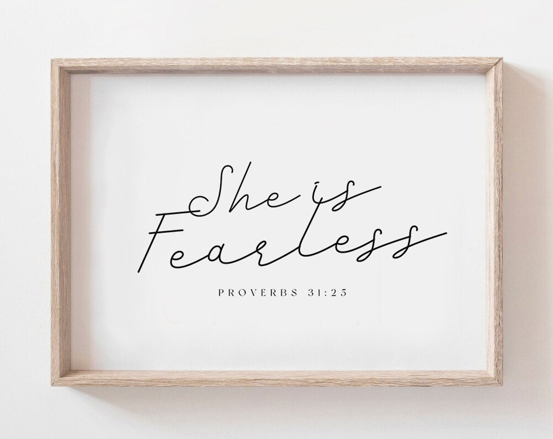 She Is Fearless Proverbs 31:25 Empowerment Script Quote Poster - Image 2