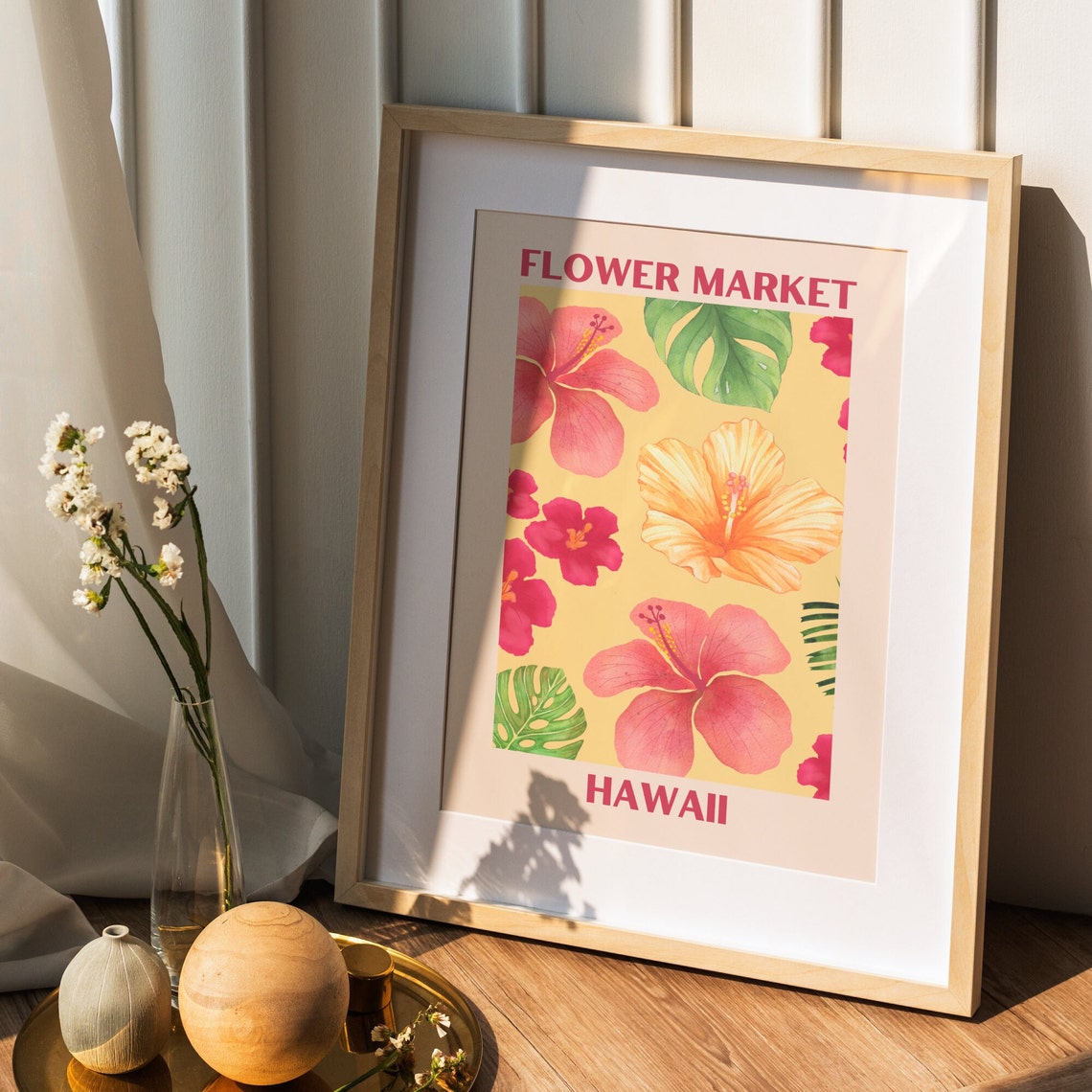 Flower Market Hawaii Print Flower Market Wall Art Flower Market Wall Art Floral Wall Art Pink Flowers Wall Art Print - Image 6