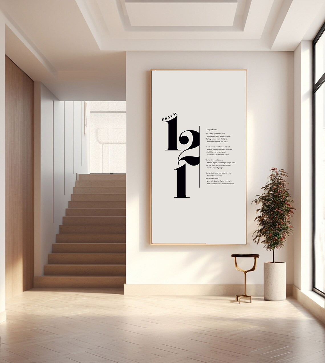 Psalm 121 I Lift Up My Eyes Stylized Numeral Full Text Bible Poster - Image 4