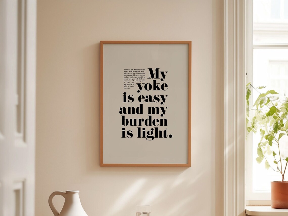Matthew 11:30 Bible Verse Art Print, Kids Room Decor