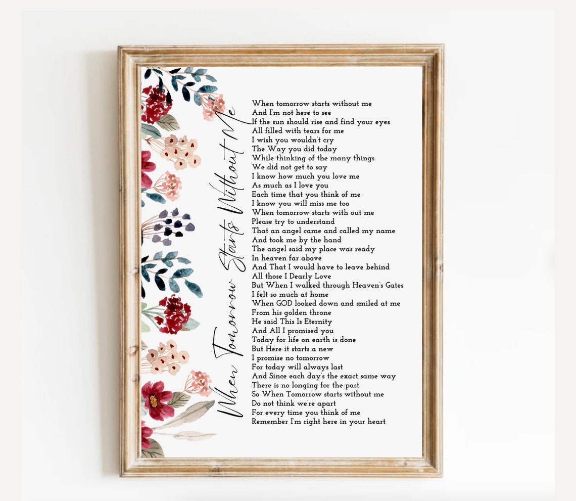 When Tomorrow Starts Without Me Red Wildflower Memorial Poster - Image 2