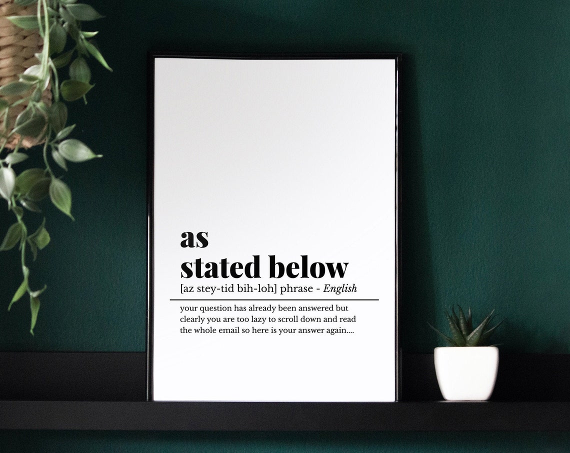 As Stated Below Funny Office Definition Phrase Sarcastic Poster - Image 3