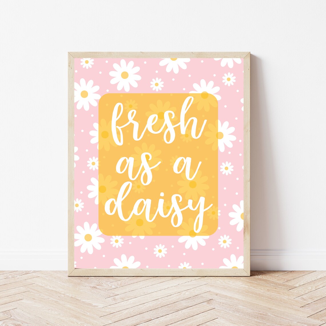 Fresh As A Daisy Pink Floral Nursery Kids Room Cheerful Wall Art