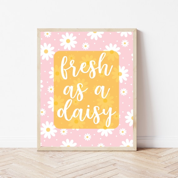 Fresh As A Daisy Pink Floral Nursery Kids Room Cheerful Wall Art
