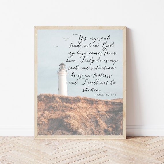 Psalm 62 Lighthouse Scripture Art Print