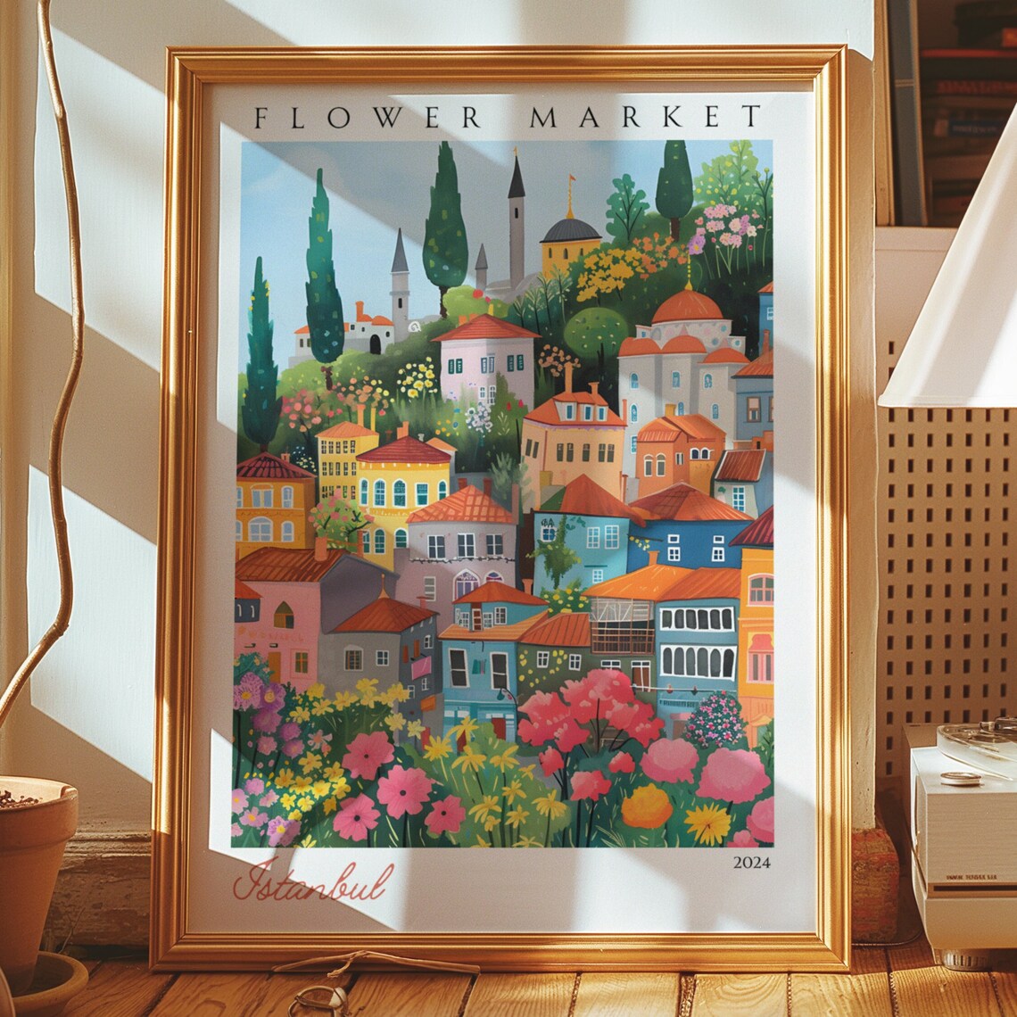 Istanbul Flower Market Turkey Colorful Hillside Wall Art 2024