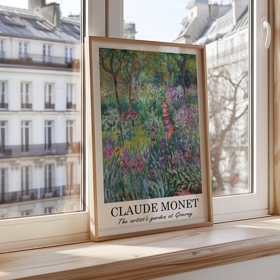 Claude Monet The Artist's Garden at Giverny Iris Flower Impressionist Poster