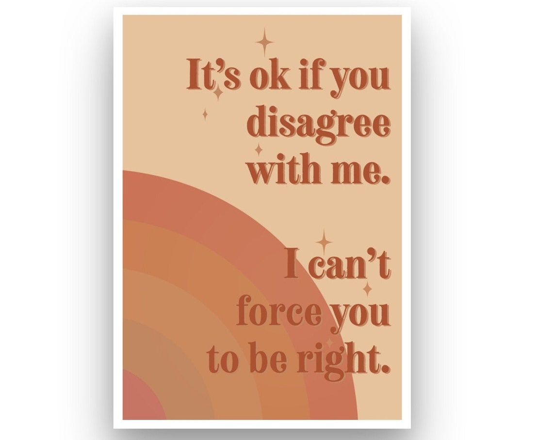 Funny Boho Sarcasm Rainbow Quote Poster It Is Ok to Disagree