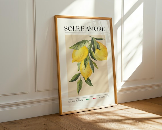 Lemons Art Print Amalfi Poster Sole E Amore Travel Italy Wall Kitchen Decoration Illustration Home Decor