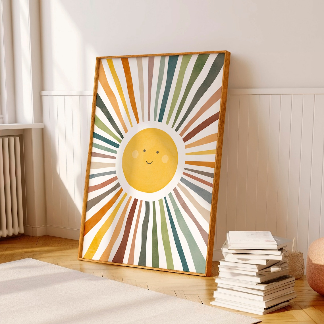 Sun Watercolor Print, Playroom Nursery Decor