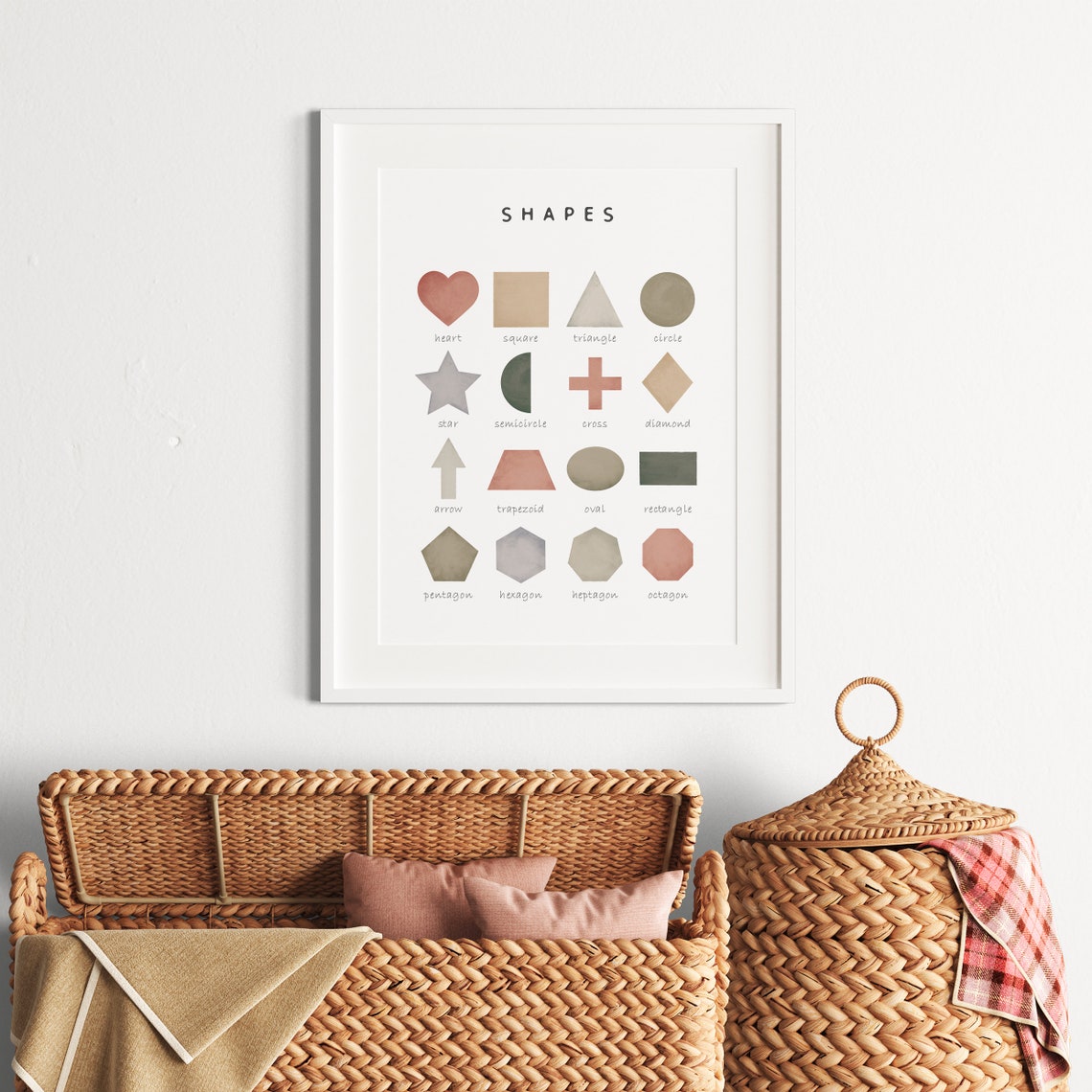 Watercolor Shapes Sixteen Geometry Figures Learning Chart Poster - Image 3