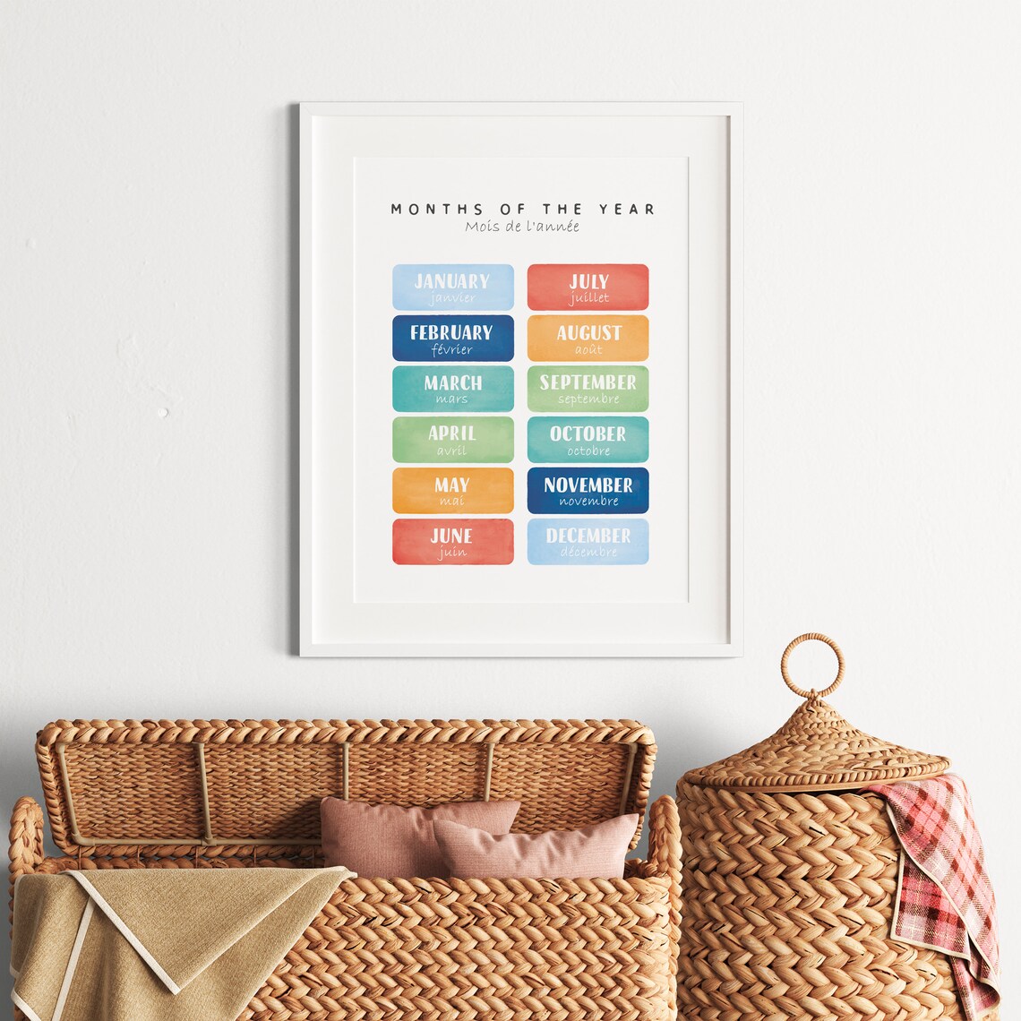 Months of the Year Bilingual English French Rainbow Chart Poster - Image 4
