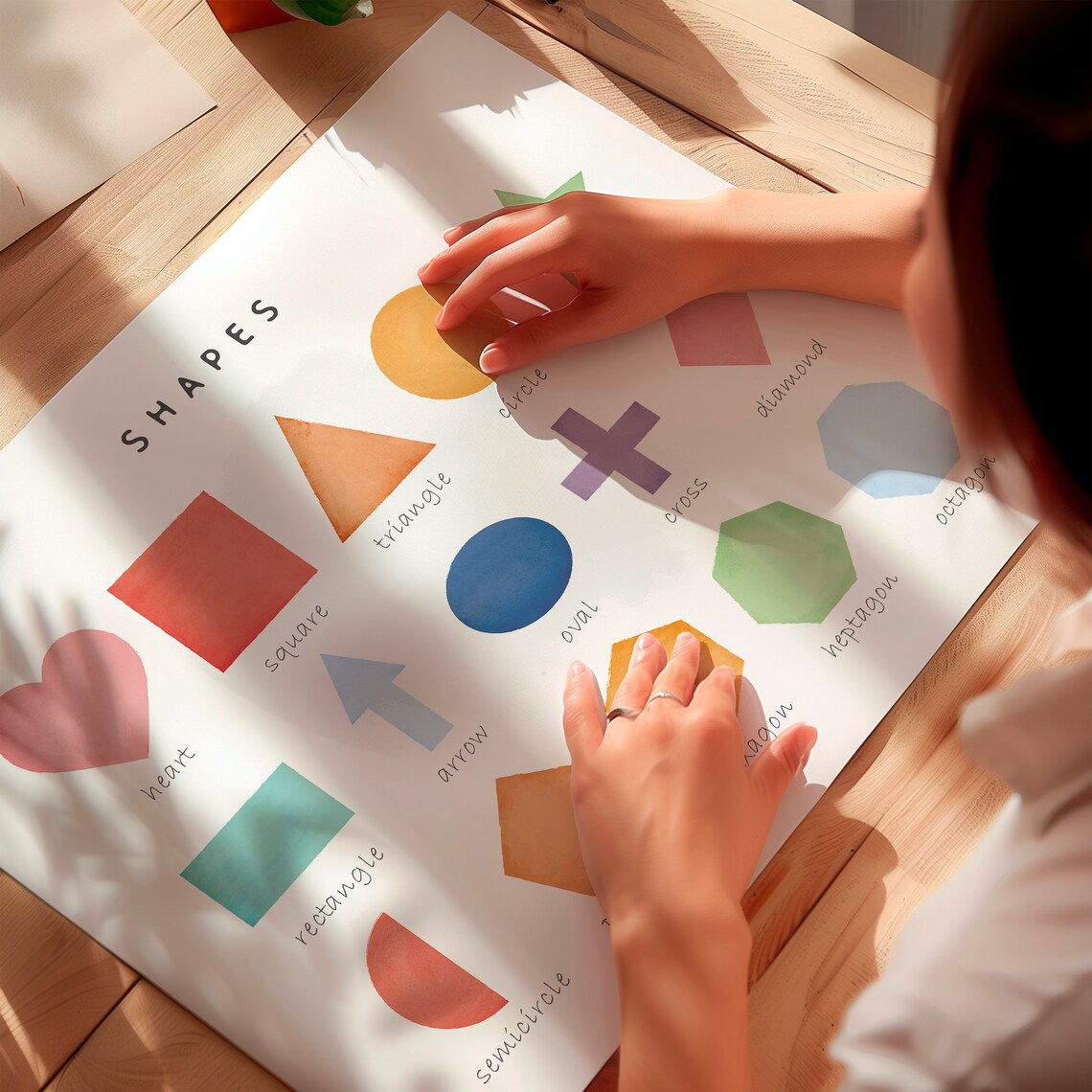 Rainbow Shapes Educational Nursery Poster Print - Image 4