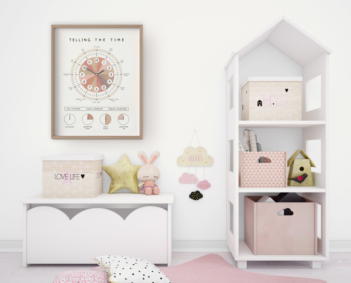 Telling the Time Poster, Neutral Playroom Decor - Image 4