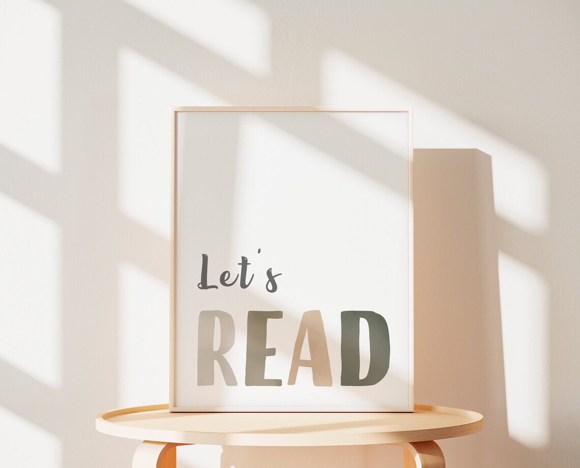 Neutral Lets Read Poster, Playroom Room Decor - Image 3