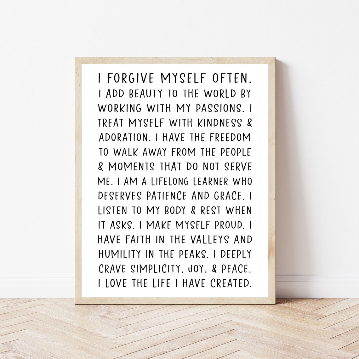 Daily Affirmation Poster Self Love Positive Mindset Quote Gift