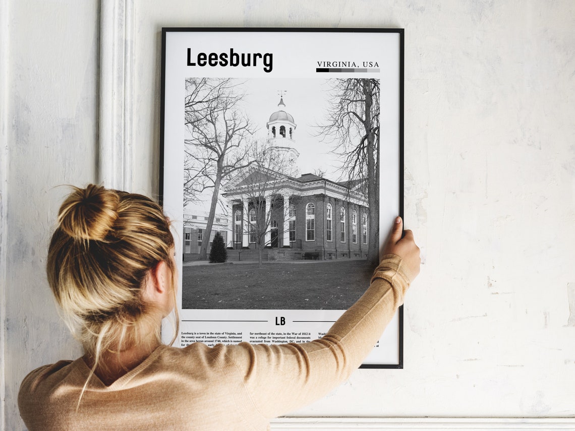Leesburg Poster Black And White Leesburg Print Black And White Leesburg Wall Art Minimal Travel Print Travel Poster - Image 5