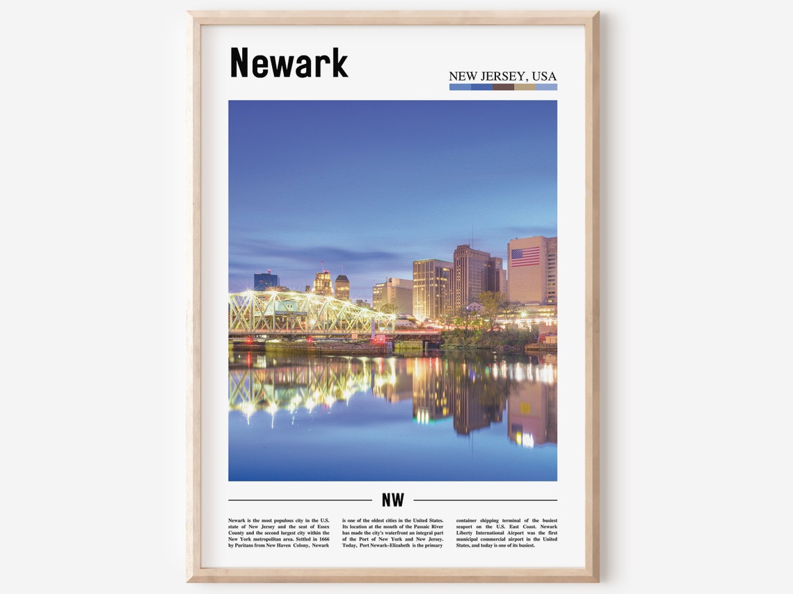 Newark Print Newark Poster Newark Wall Art Oil Painting Poster Colorful City Print City Artwork Travel Artwork Travel Wall Art
