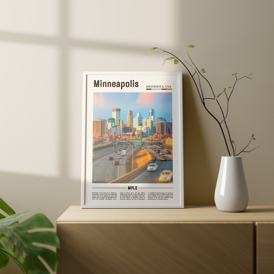 Minneapolis Print Minneapolis Poster Minneapolis Wall Art Oil Painting Poster City Print City Artwork Travel Artwork Travel Wall Art - Image 2