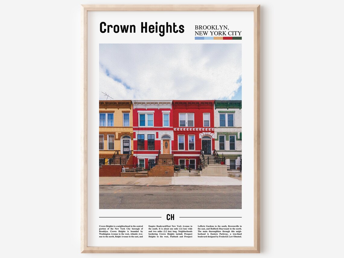 Crown Heights Print Crown Heights Poster Crown Heights Wall Art Oil Painting Poster Colorful City Print City Artwork Travel Artwork