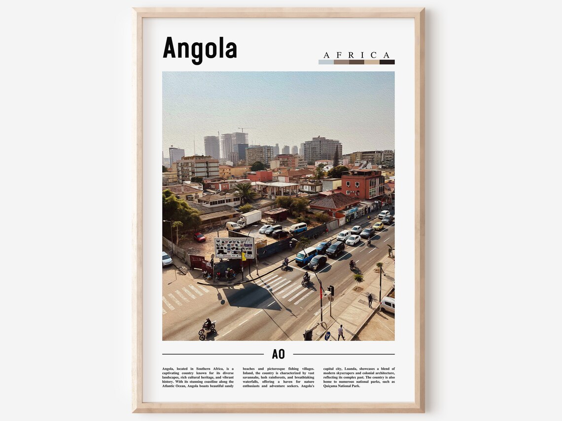 Angola Minimal Travel Poster, Oil Painting Style