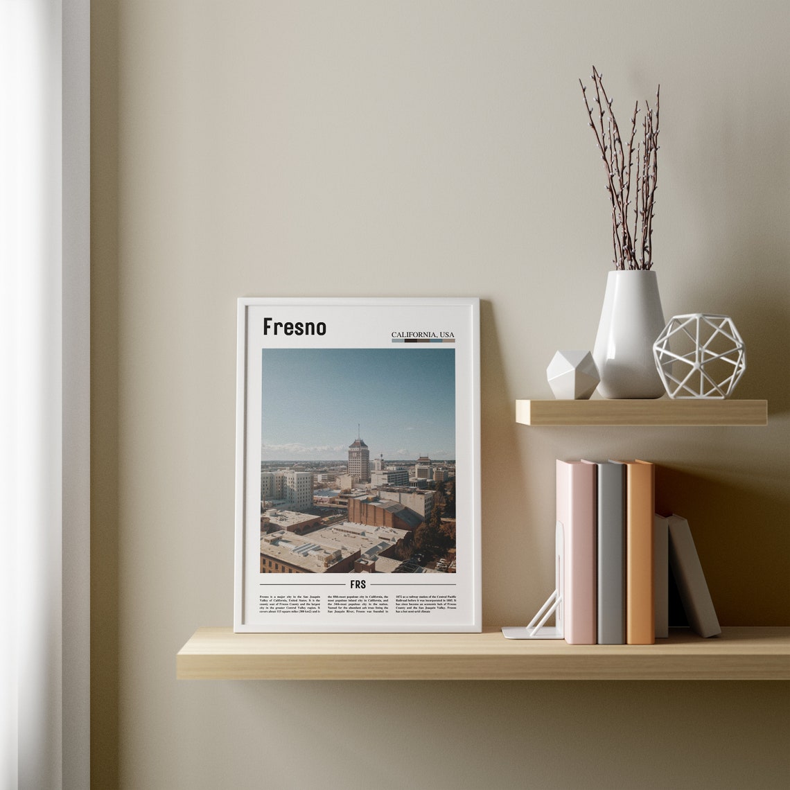 Fresno Print Fresno Poster Fresno Wall Art Minimal Travel Print Minimal City Poster Travel Destination City Print Oil Painting Poster - Image 2