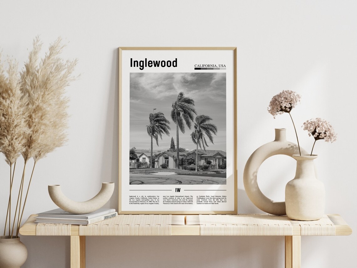 Inglewood Poster Black And White Inglewood Print Black And White Inglewood Wall Art Minimal Travel Print Travel Poster - Image 6