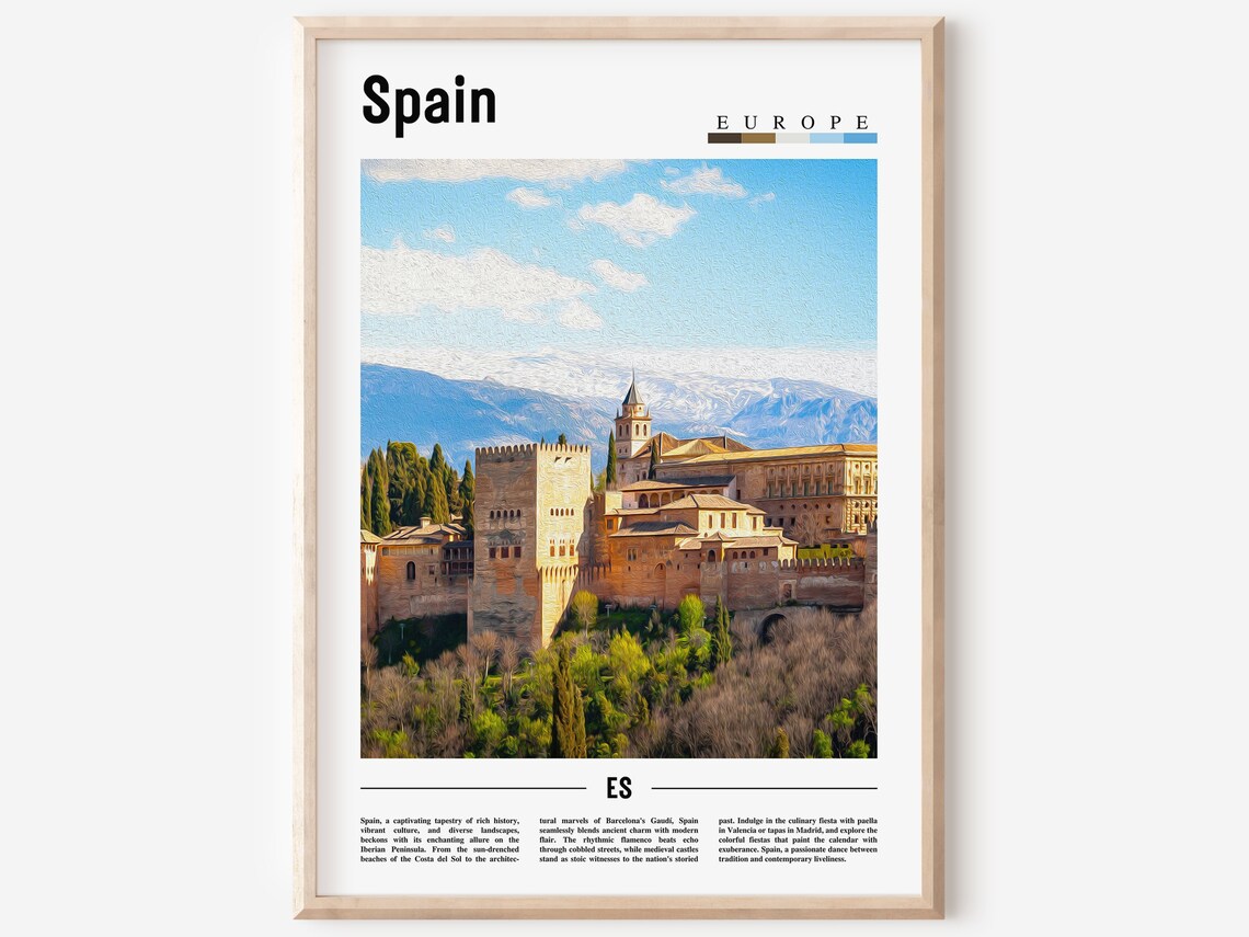 Spain Poster Spain Print Spain Wall Art Spain Photo Spain Art Print Spain Art Minimal Travel Poster Travel Print