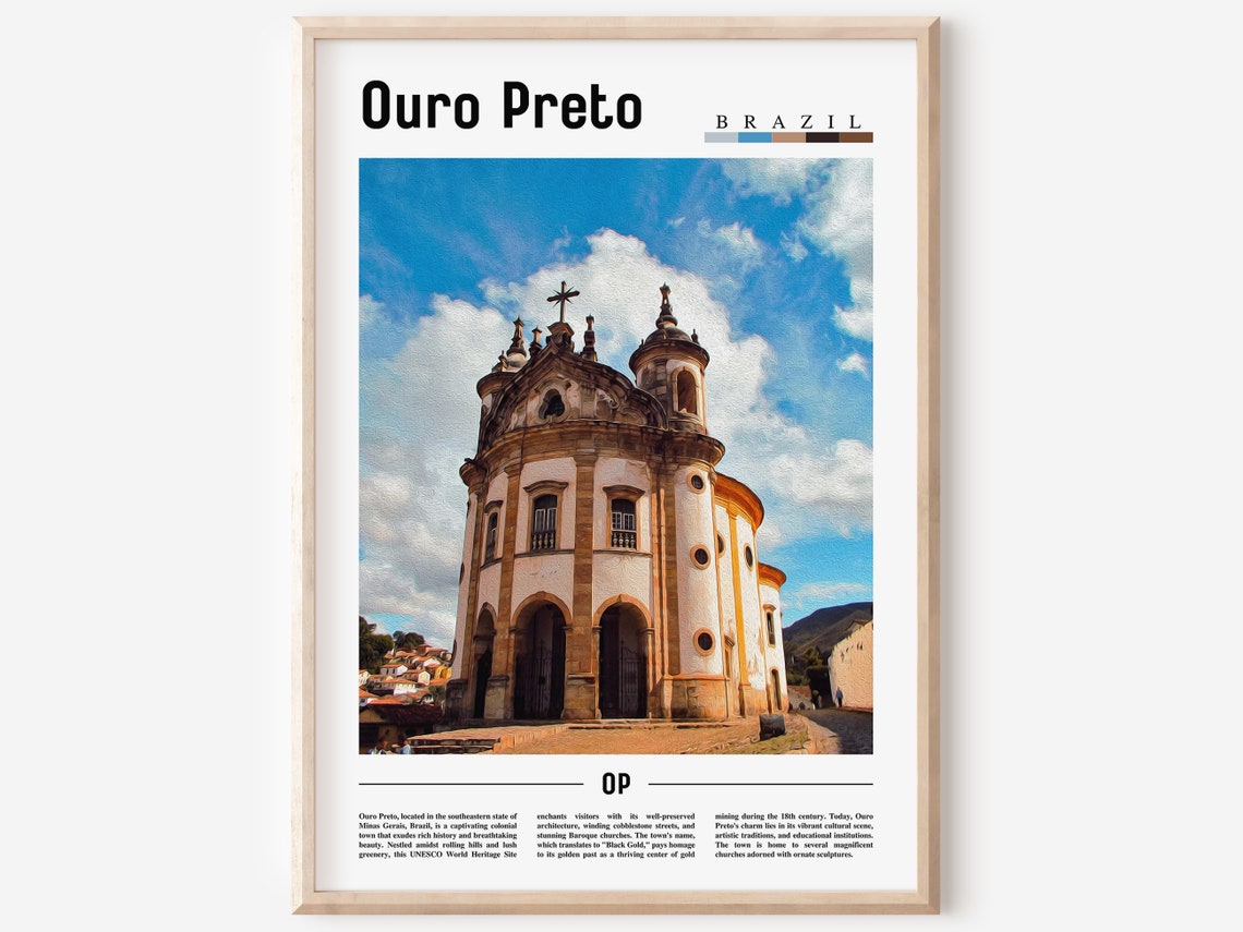 Ouro Preto Poster Ouro Preto Print Ouro Preto Wall Art South America Poster South America Print Travel Poster