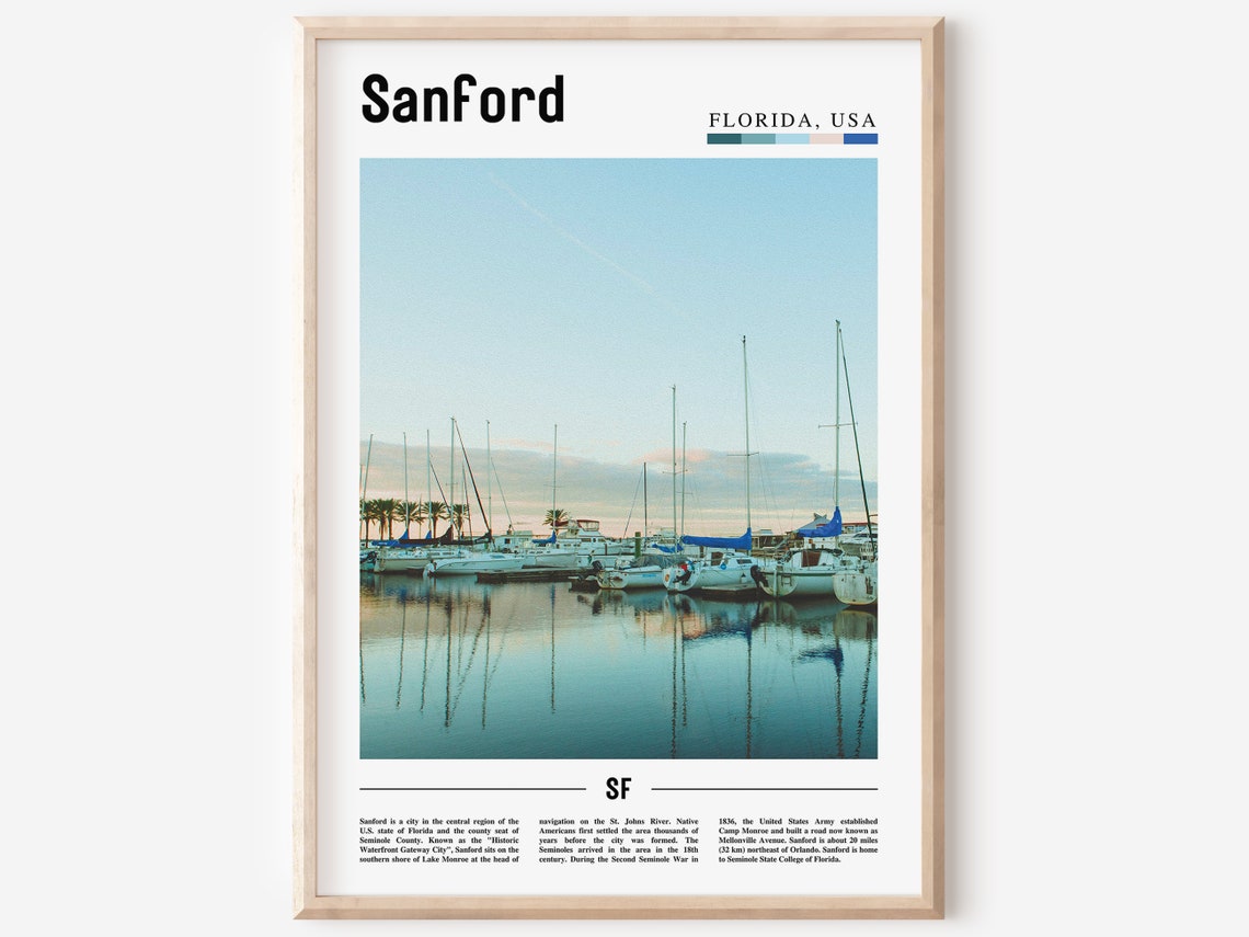 Sanford Print Sanford Poster Sanford Wall Art Oil Painting Poster Colorful City Print City Artwork Travel Artwork Travel Wall Art