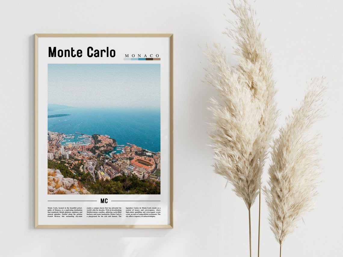 Monte Carlo Poster Monte Carlo Print Monte Carlo Wall Art Europe Photo Europe Poster Europe Print Travel Poster - Image 3