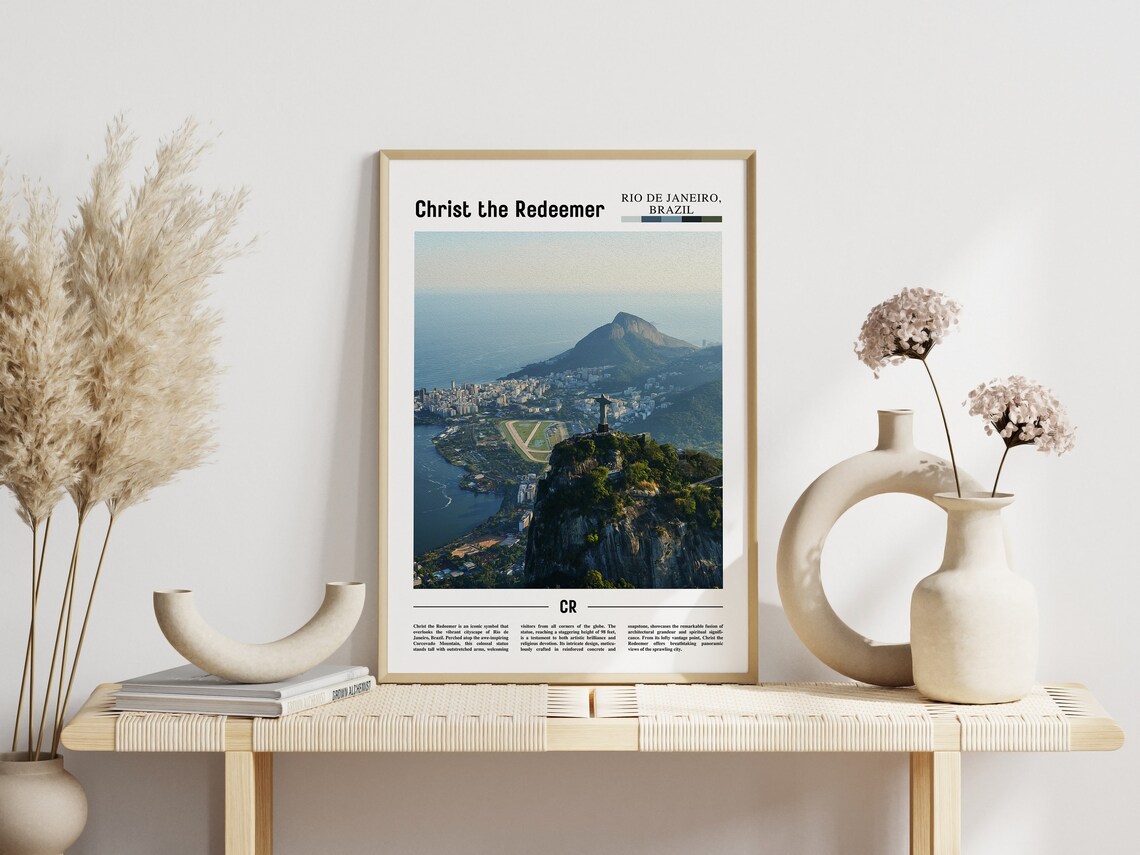 Christ The Redeemer Poster Christ The Redeemer Print Christ The Redeemer Wall Art Minimal Travel Print Oil Painting Poster - Image 6