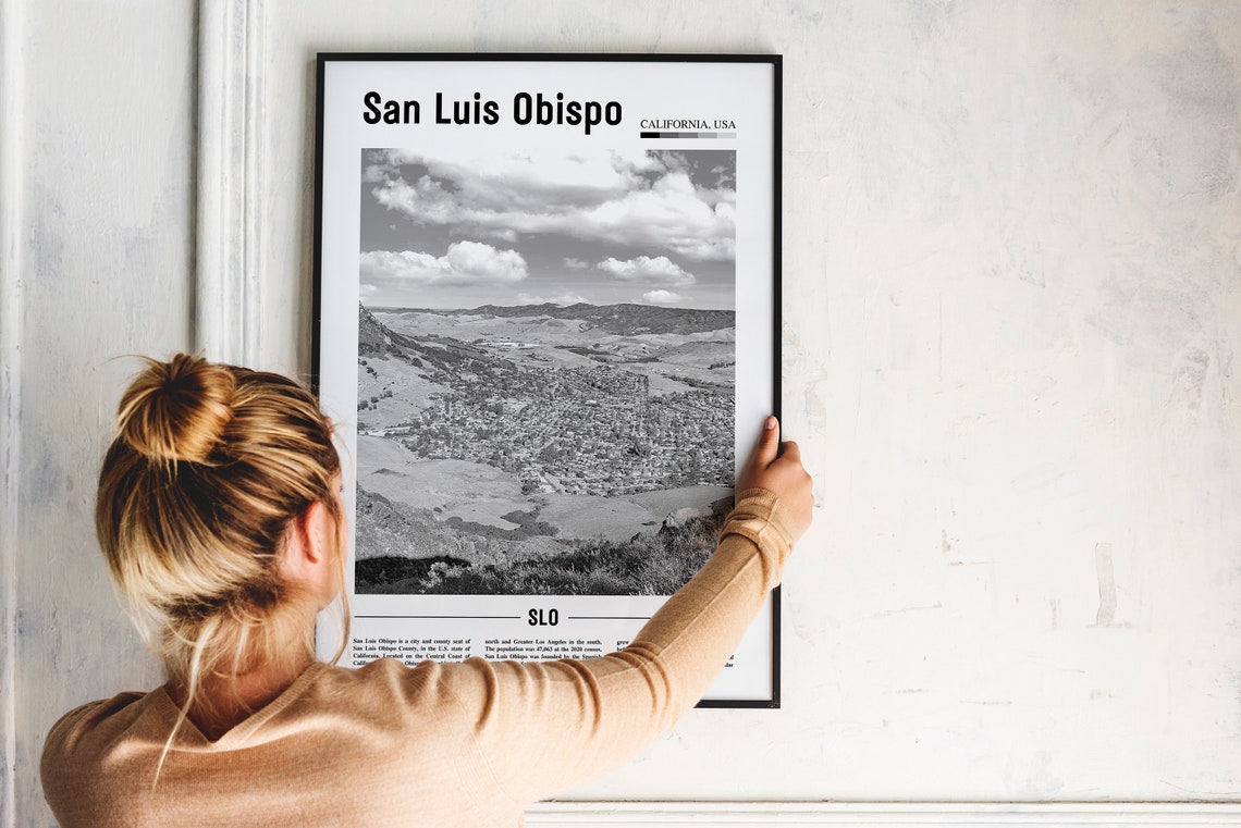 San Luis Obispo Print Black And White San Luis Obispo Poster San Luis Obispo Wall Art Travel Poster City Travel Artwork Travel Wall Art - Image 4