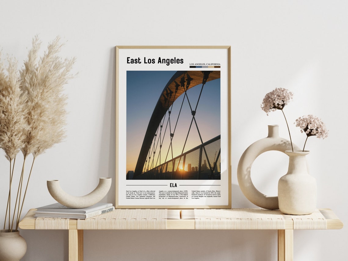 East Los Angeles Print East Los Angeles Poster East Los Angeles Wall Art Minimal Travel Print Minimal City Poster Oil Painting Poster - Image 5